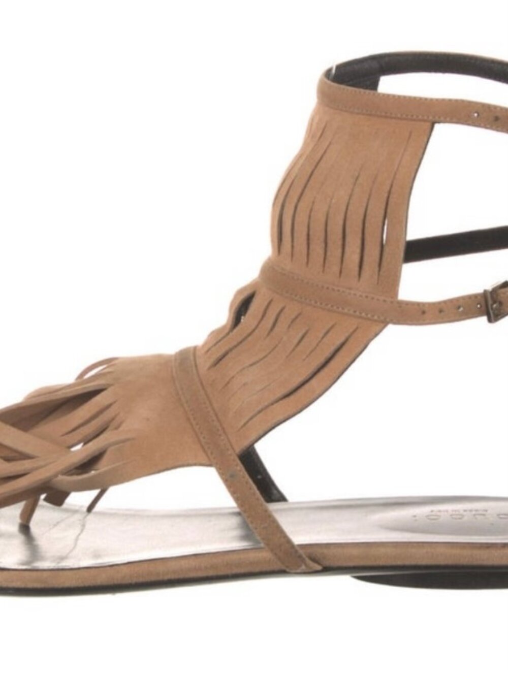 Gucci Tan Suede Fringe Gladiator Sandal 6.5